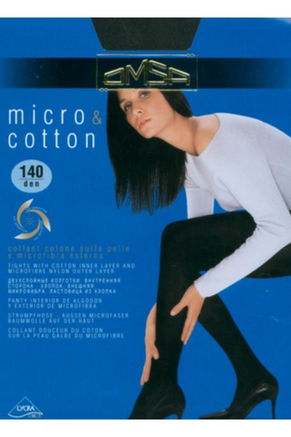 Теплые двухслойные колготки Micro & Cotton 140 (50/5), Omsa
