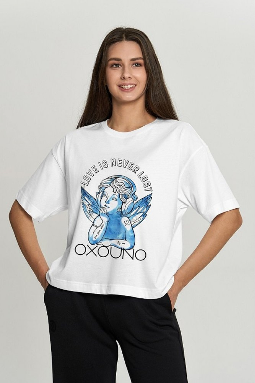 OXO-2165-722 Укороченная футболка oversize женская. мод.30, коллекция ANTIQUE, OXO UNO