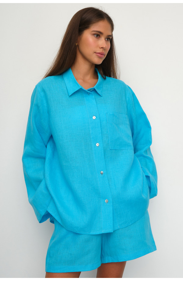 Рубашка короткая  S021_Cerulean Blue/Голубой