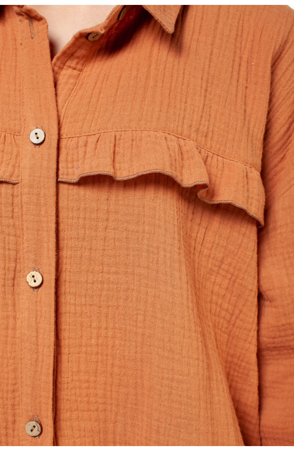 Рубашка хлопок  4123/03/Светло-коричневый