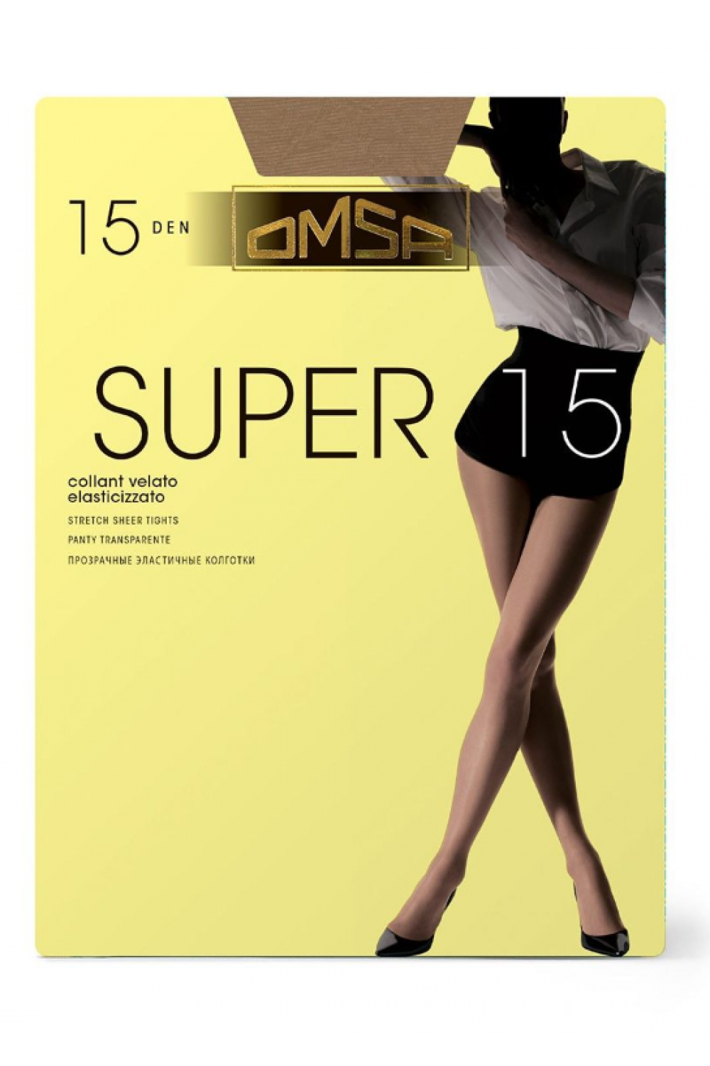 SUPER 15 (100/10)  колготки 15 DEN с шортиками, Omsa